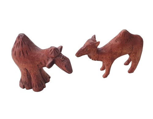 Holzfigur kamel dromedar 2er - dromedar",
