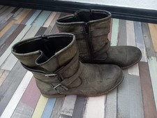 RIEKER STIEFELETTEN GRAU MIT SCHNALLEN GR 40
