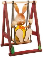Kuhnert Stupsi Hase auf Schaukel Höhe ca. 15cm Osterhase Echt Erzgebirge