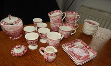 Palissy Pottery England Thames River Scenes rot: Auswahl Espressotassen....