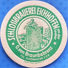 Alter Bierdeckel Schlossbrauerei Eichhofen an der Laaber um 1952 mit Impressum