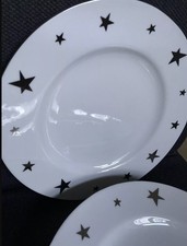 6 Ikea Ensta Speiseteller Essteller 27cm Silberne Sterne Weihnachtsteller