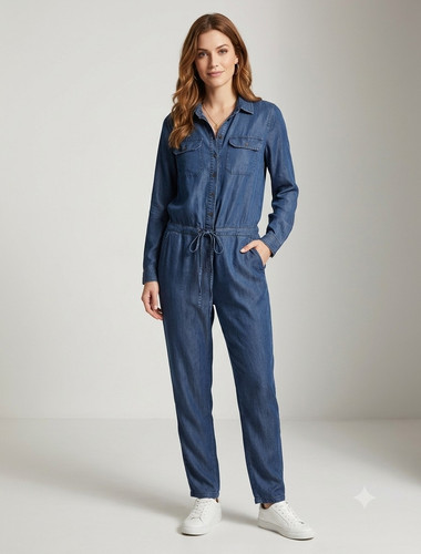 Jumpsuit lyocell blau - jumpsuit,