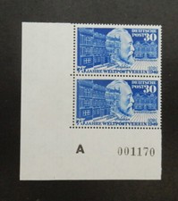 Bund 116 ** UPU Stephan senkr. Eckrand - Paar Bogenlaufnummer A  gepr.Schlegel  