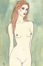 AKT Erotik Tusche Aquarell