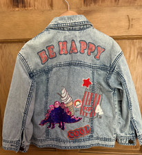 Mädchen Next Jeansjacke Alter 5 Stonewash Jeans Pailletten Dinosaurier Eis Cool
