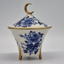 Porzellan Dose Kronach Bavaria Delft Echt Kobalt Blau/Weiß mit Deckel Vintage