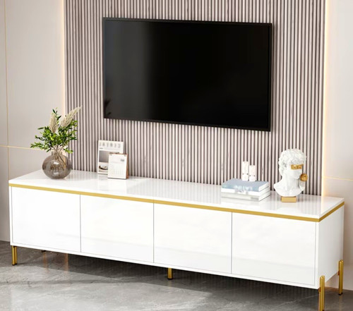 Lowboard weiß gold - tv-lowboard, weiß/gold