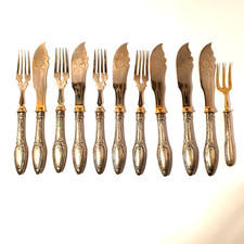 Besteck Fischmesser,  alt , silber , gold