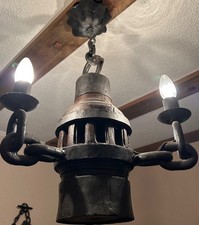 Deckenlampe aus Wagenradnabe