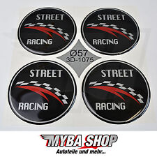 4x SILIKON AUFKLEBER STREET RACING ∅= 57mm FÜR NABENKAPPEN EMBLEME STICKER "NEU"