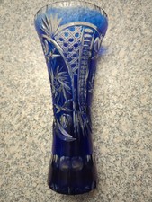 Blaue Bleikristall Vase Groß