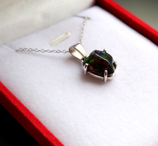 Unikat 925 Sterling Silber Halskette Anhänger schwarzer Opal Edelstein Schmuck