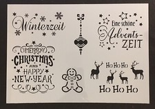 Schablone f.Schild Kreativ 6 Motive Weihnachten Sprüche Christmas Shabby Winter