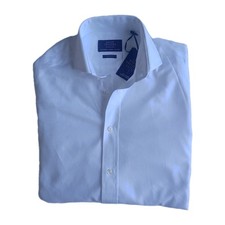 Savoy Tailors Guild Herrenhemd 15 neu mit Etikett formell geteilte Rückenpasse 100 % Baumwolle weiß