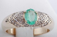 Smaragd 0,79ct Brillanten 0,13ct Ring 585 14K Gelb Gold Gr 56 17,8mm *