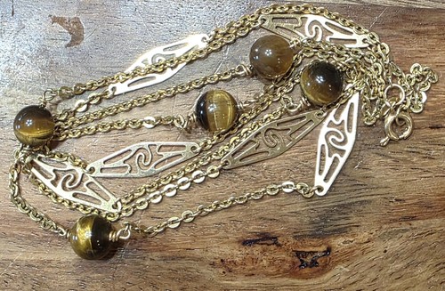 Vintage 14k gelbgold tigerauge - gelbgold,