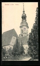 Strehla /Elbe, Die Kirche, Ansichtskarte 1919 