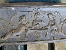 Kamineinfassung mit Putten Marke Maske Eisenguss um 1900 Jugendstil RARITÄT 