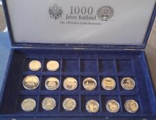 14 Gedenkmünzen 1000 Jahre Russland,  Polierte Platte, 1-5 Rubel-Münzen 1981-91