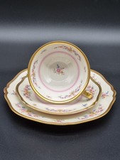 Sammeltasse Germany US-Zone 3tlg Blumendekor,Goldrand, Porzellan, Vintage Selten