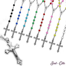Rosenkranz in vielen Farben Halskette Kreuz blau rosa gelb grün schwarz rot weiß