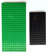 ​2x LEGO Platte Bauplatte - dicke, massive Ausführung– 16x32 Grün, 8x16 Schwarz