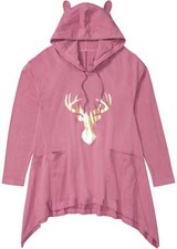 Neu Kapuzen-Nachthemd Gr. 40/42 Beerensorbet Nachtwäsche Nacht-Hemd Mini-Kleid