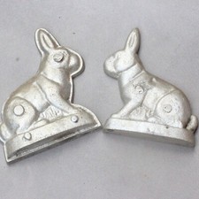 Vintage Gussform Zuckerhase Hase Doppel Backform Gusseisen 1930 Schokoladenform