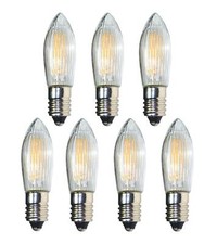 7 Stück LED Filament Riffelkerze 34 Volt 0,2 W E10 innen Spitzkerze Schwibbogen