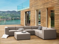 XXL Designer Lounge Gartenmöbel Sofa Sitzgruppe Couch beige Terrasse Wohnzimmer