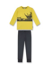 Sanetta Jungen Schlafanzug lang Baumwolle Gelb Anthrazit Safari Artwork 92 - 128