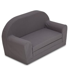 Kindersofa grau mit ausklappbarer Liegefläche 46 x 79 cm für Kleinkinder