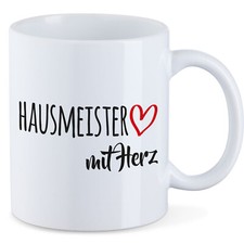 Kaffeetasse Hausmeister mit Herz Keramik Tasse Geschenkidee Souvenir Präsent Wic