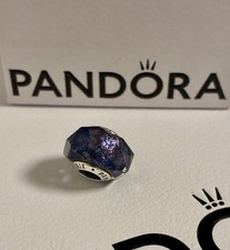 Original Pandora Charm Blau Lila Glitzer Murano Glas 