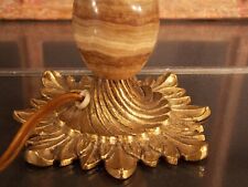 traumhaft Tischlampe antik Messing/Naturstein/Onyx Spanien gemarkt  H25 nur Fuß