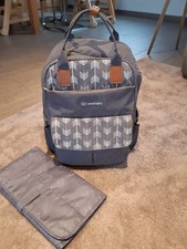 Lekebaby Wickelrucksack mit Wickelunterlage, Grau, 19 Fächer