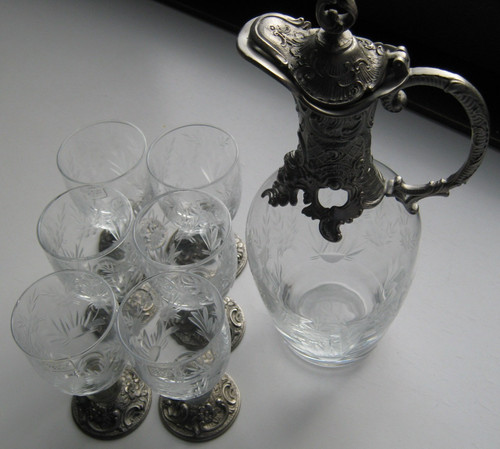 Kristall karaffe mit gläsern - mit,
