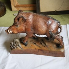 große geschnitzte Wildsau Holzfigur, 50 x 45 cm