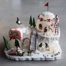 LED Acryl IGLU Farbwechsel, beleuchtete Winterszenerie Pinguine Weihnachten Deko