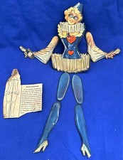 alter 44 cm gr. Hampelmann (Frau) Pappe Pierrette alte Scherzfigur 1920/30er J.