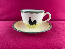 Zeller Keramik - Hahn und Henne - Kaffee Cappuccino Tasse + Untertasse