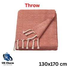 IKEA ULLTISTEL Überwurf, rotbraun weiß 51x67" 130x170 cm NEU