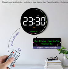 10 Zoll Digitaluhr Wanduhr mit Fernbedienung Temperatur Datum Woche LED Anzeige