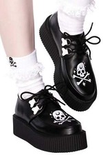 Killstar Gothic Goth Okkult Schuhe Plateauschuhe - Crossbones Creepers Totenkopf