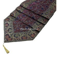 Bohemian Jacquard Tischläufer Brokat bestickt blau Quaste lange Tischdecke