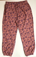 Deerberg leichte Sommerhose Baumwolle Gr. M lavendel-bedruckt Gummizug - neu