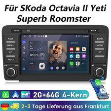 64G Android 14.0 Für SKoda Octavia II Yeti Superb Roomster Autoradio Carplay GPS