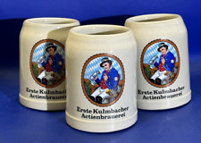 3 x Steinzeug Bierkrug Erste Kulmbacher Actienbrauerei / 0,5 Liter Top