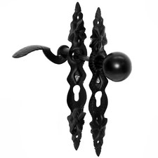 Drückergarnitur 72 Türknauf Türklinke Langsschild PZ Schwarz Schmiedeeisen Recht